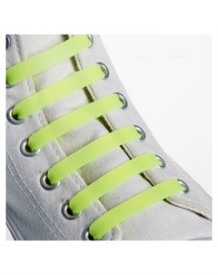 Набор шнурков для обуви 6 шт силиконовые плоские 13 мм 9 см цвет жёлтый Onlitop