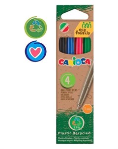 Набор ручек шариковых Ecofamily 1 0 мм 4 цвета 4 штуки картон с заботой о природе европодвес Carioca
