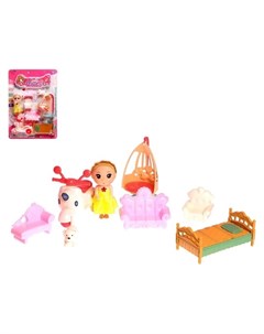 Набор мебели для кукол с малышкой и аксессуарами Nnb