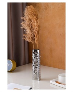 Ваза керамическая Агата цветы настольная сквозная резка булат серебро 26 см Керамика ручной работы