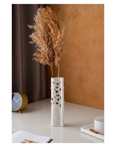 Ваза керамическая Агата цветы настольная сквозная резка белая 26 см Керамика ручной работы