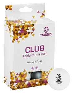 Мяч для настольного тенниса Club 2 Tt21014 диаметр 40 мм 6 шт цвет белый Torres