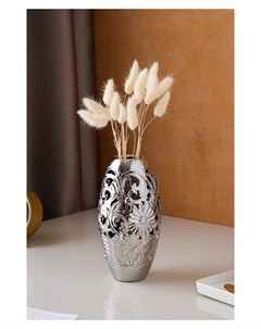 Ваза керамическая Евро цветы настольная сквозная резка булат серебро 21 см Керамика ручной работы