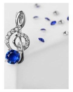 Брошь Скрипичный ключ мини вдохновение цвет бело синий в серебре Nnb