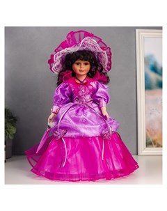 Кукла коллекционная керамика Леди оливия в фиолетовом платье с зонтом 40 см Nnb