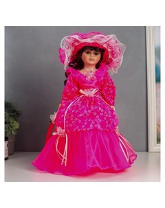 Кукла коллекционная керамика Леди амелия в ярко розовом платье 40 см Nnb