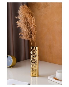 Ваза керамическая Агата цветы настольная сквозная резка булат золото 26 см Керамика ручной работы
