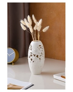 Ваза керамическая Евро цветы настольная сквозная резка белая 21 см Керамика ручной работы