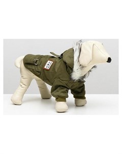 Куртка для собак с меховым капюшоном S ДС 20 см ОШ 23 см ОГ 32 см зелёная Nnb