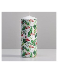 Свеча цилиндр Фламинго 8х20 см белый Poland trend decor candle