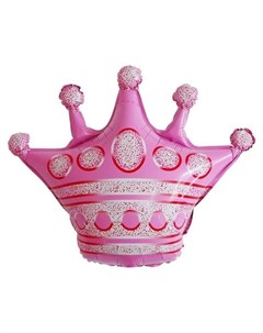 Шар фольгированный 18 Корона фигура цвет розовый Дон баллон