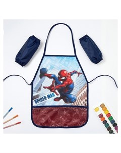 Набор детский для творчества Человек паук Фартук 49 х 39 см и нарукавники Marvel comics