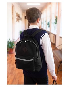 Рюкзак молодёжный отдел на молнии наружный карман цвет чёрный серый Rise