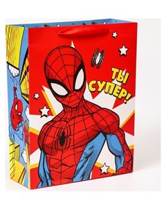 Пакет подарочный Ты супер поздравляю человек паук 31х40х11 5 см Marvel comics