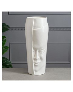 Ваза напольная Лицо белая матовая керамика 42 см Керамика ручной работы