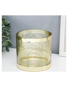 Подсвечник стекло на 1 свечу Полоски золото 10х10х10 см Nnb