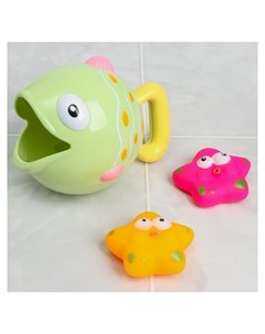 Набор игрушек для игры в ванне Рыбка и звездочки зеленая Nnb