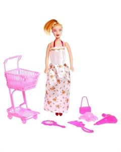 Кукла модель Синтия в супермаркете с тележкой и аксессуарами Nnb
