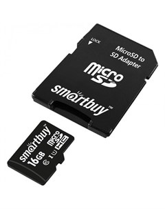 Карта памяти MicroSDHC 16GB Class 10 c адаптером SD Smartbuy