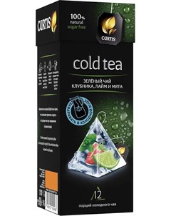 Чай зеленый Cold tea Клубника лайм мята 12 пирамидок Curtis