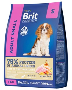 Сухой корм для собак Premium Dog Adult Small для взрослых мелких пород 1 10 кг с курицей 3 кг Brit*