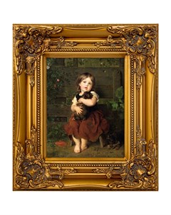 Репродукция картины девочка с щенком золотой 34x39x4 см Object desire