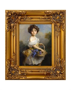 Репродукция картины девочка с цветами золотой 34x39x4 см Object desire