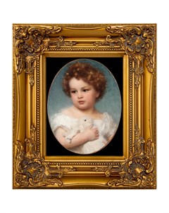 Репродукция картины девочка с кроликом золотой 34x39x4 см Object desire
