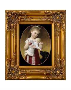 Репродукция картины девочка с куклой золотой 34x39x4 см Object desire