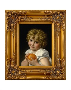 Репродукция картины девочка с оранжевым апельсином золотой 34x39x4 см Object desire