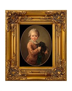 Репродукция картины мальчик с черным спаниэлем золотой 34x39x4 см Object desire