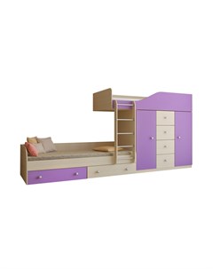 Кровать двухъярусная астра 6 дуб молочный фиолетовый фиолетовый 333 2x89 5x155 1 см Рв-мебель