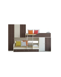 Кровать двухъярусная лео дуб молочный шамони коричневый 329 2x85x221 6 см Рв-мебель