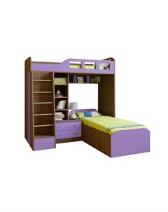 Кровать двухъярусная астра 4 дуб шамони фиолетовый фиолетовый 198 2x198 2x187 см Рв-мебель