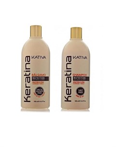 Keratina Набор укрепляющий шампунь кондициционер с кератином для всех типов волос 2 100 мл Kativa
