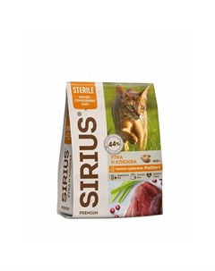 Сухой корм для стерилизованных кошек с уткой и клюквой 0 4 кг Сириус