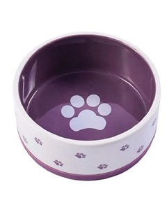 Миска для собак нескользящая 360мл бело фиолетовая Керамикарт