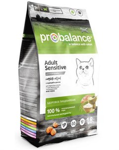Сухой корм для кошек Sensitive для питомцев с чувствительным пищеварением с курицей и рисом 1 8 кг Probalance