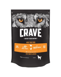 Корм сухой корм для взрослых собак с курицей и индейкой 7 кг Crave