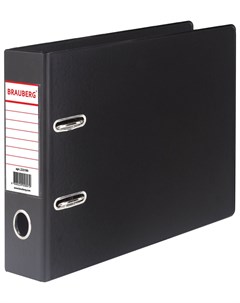 Папка регистратор малый формат 148х210 мм А5 70 мм горизонтальная двухстороннее покрытие пвх черная  Brauberg