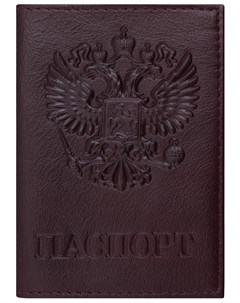 Обложка для паспорта натуральная кожа Virginia герб темно бордовая 237199 Brauberg