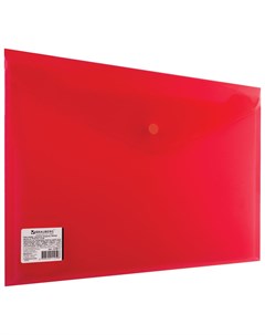 Папка конверт с кнопкой А4 до 100 листов прозрачная красная сверхпрочная 0 18 мм 224812 Brauberg
