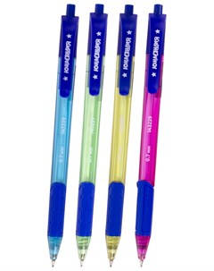 Ручка шариковая масляная автоматическая с грипом Color Mix синяя 0 7 мм линия письма 0 35 мм 143239 Юнландия
