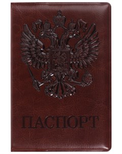 Обложка для паспорта полиуретан под кожу Герб коричневая 237604 Staff