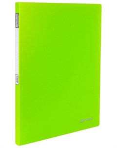 Папка с металлическим скоросшивателем и внутренним карманом Neon 16 мм зеленая до 100 листов 0 7 мм  Brauberg