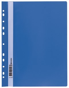 Скоросшиватель пластиковый с перфорацией А4 140 180 мкм синий 226583 Brauberg