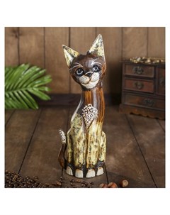 Сувенир Котёнок с бантом 30 см Керамика ручной работы