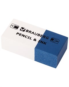 Ластик Pencil Ink 39х18х12 мм для ручки и карандаша бело синий 229578 Brauberg