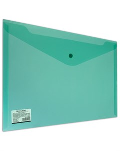 Папка конверт с кнопкой А4 до 100 листов прозрачная зеленая сверхпрочная 0 18 мм 224810 Brauberg