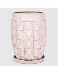 Горшок керамический для цветов серый бежевый 39 5 см с поддоном Qianjin